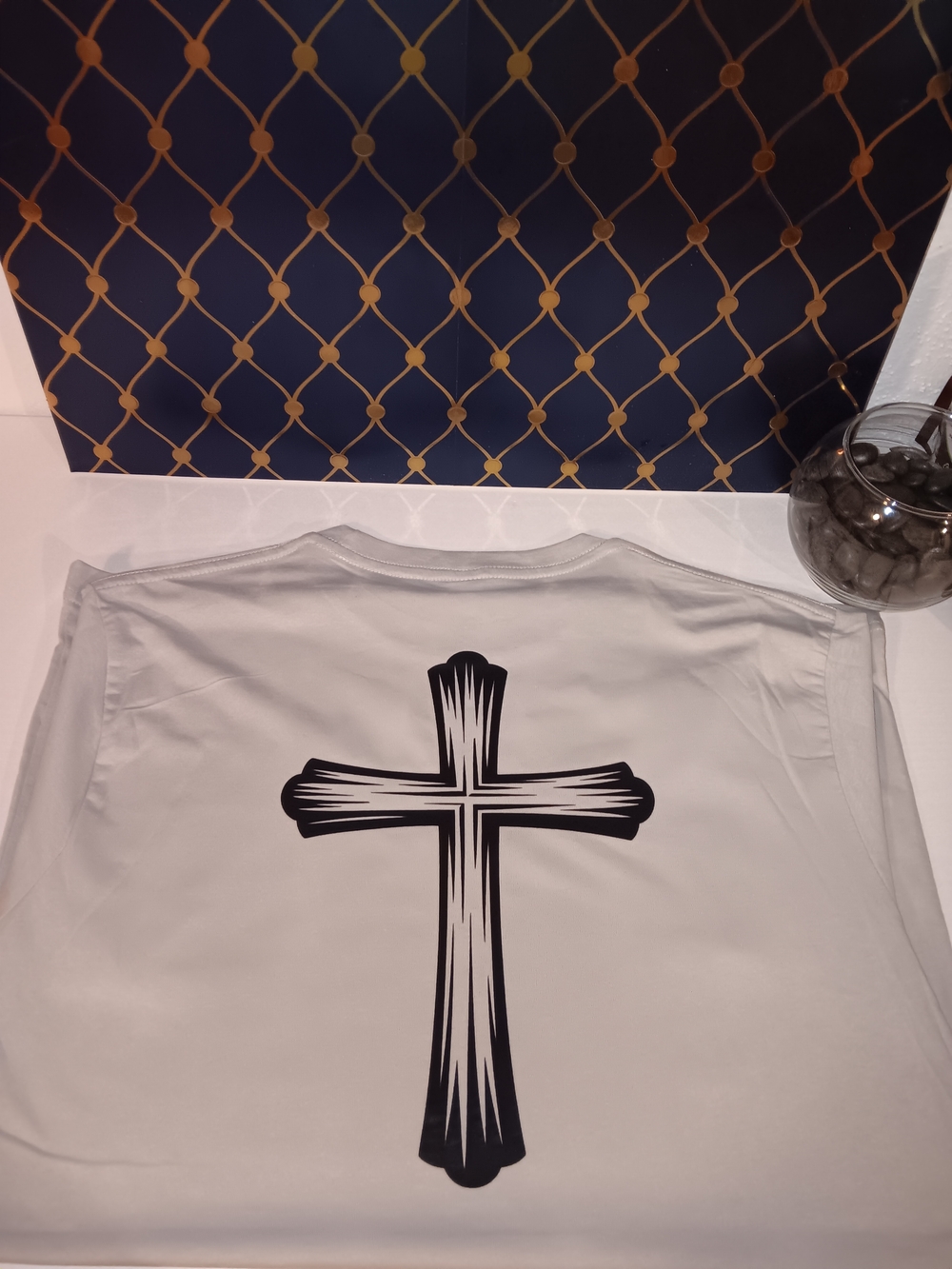 Steel & Stone Men's Short Sleeve Tee - Light Gray with Mountain Logo & Cross - Picture 2 of 2